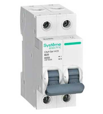 Systeme Electric City9 Set Автомат (АВ) B 20А 2P 6kA 230В Systeme Electric City9 C9F16220