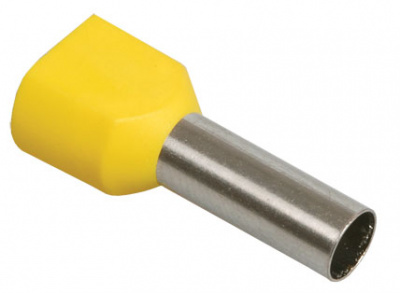 Наконечник медный луженый-гильза 2,3мм сечение 2х1,0мм2 желтый IEK НГИ2 1,0-10 IEK НГИ UTE10-D2-3-100