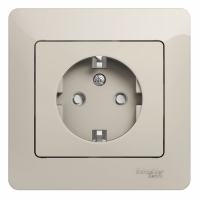 Розетка с заземлением со шторками 16A 250В в сборе Systeme Electric Glossa Молочный Systeme Electric Glossa GSL000944