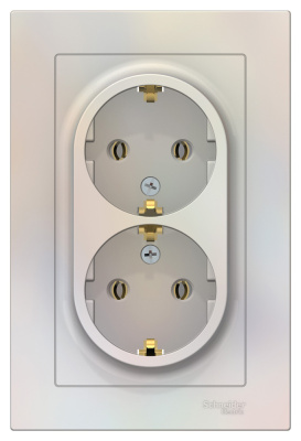 Розетка двойная с заземлением 16A в сборе Schneider Electric AtlasDesign Жемчуг Systeme Electric AtlasDesign ATN000424