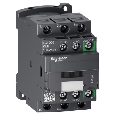Контактор D 3P AC3 440В 9A, катушка упр. 100-250В AC/DC, зажим под винт Schneider Electric Schneider Electric  LC1D09KUE