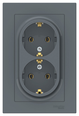 Розетка двойная с заземлением 16A в сборе Schneider Electric AtlasDesign Грифель Systeme Electric AtlasDesign ATN000724