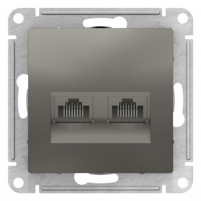 Розетка двойная компьютерная RJ45+RJ45 кат.5E механизм Schneider Electric AtlasDesign Сталь Systeme Electric AtlasDesign ATN000985