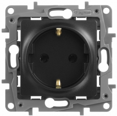 Розетка 2К+З немецкий стандарт винтовые зажимы 16 A 250 В~ Legrand Etika Антрацит Legrand Etika 672621