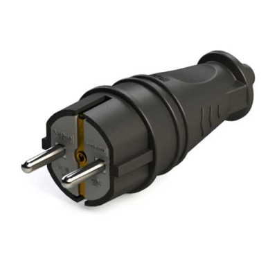 Systeme Electric MultiSet Вилка 2К+З прямая каучуковая 16А/250В IP44 Чёрная Systeme Electric MultiSet MST4001BK