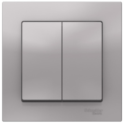 Выключатель 2-клавишный сх.6 10AX в сборе Schneider Electric AtlasDesign Алюминий Systeme Electric AtlasDesign ATN000352