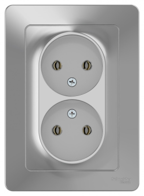 Розетка двойная без заземления без шторок скрытой установки 16A 250В Systeme Electric Blanca Алюминий Systeme Electric Blanca BLNRS000023
