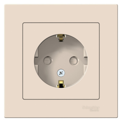 Розетка с заземлением со шторками 16A в сборе Schneider Electric AtlasDesign Бежевый Systeme Electric AtlasDesign ATN000244