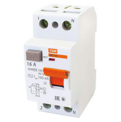 Устройство защитного отключения 2P 16A тип AC 100mA TDM ВД1-63 TDM ELECTRIC  SQ0203-0001
