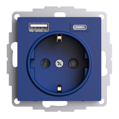 SE AtlasDesign Розетка c 2 USB Аквамаринин 16А A+C 5В/24А/30А 2х5В/15А механизм Systeme Electric AtlasDesign ATN001132