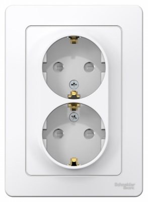 Розетка двойная с заземлением со шторками скрытой установки 16A 250В Systeme Electric Blanca Белый Systeme Electric Blanca BLNRS001121