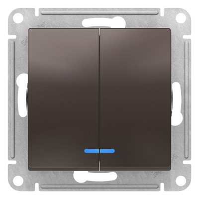 Выключатель 2-клавишный с подсветкой сх.5A 10AX механизм Schneider Electric AtlasDesign Мокко Systeme Electric AtlasDesign ATN000653