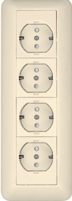 Розетка 4-ая с заземлением с з/ш 16A монтаж. плата накладная в сборе (опт) Wessen Прима Слоновая кость Wessen Wessen Прима RA16-411M-S
