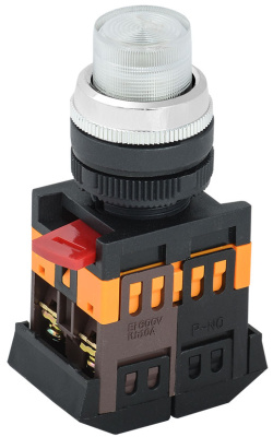 Кнопка ABLFP-22 прозрачный d22мм неон/240В 1з+1P IEK IEK  BBT20-ABLFP-K08