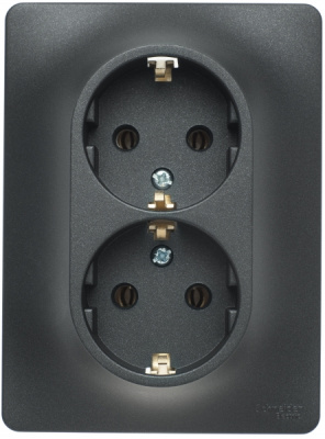 Розетка двойная с заземлением 16A в сборе Systeme Electric Glossa Антрацит Systeme Electric Glossa GSL000724