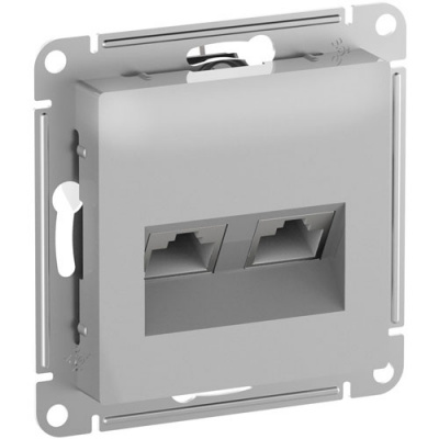 Розетка двойная компьютерная RJ45+RJ45, кат.6А механизм Schneider Electric AtlasDesign Алюминий Systeme Electric AtlasDesign ATN000388
