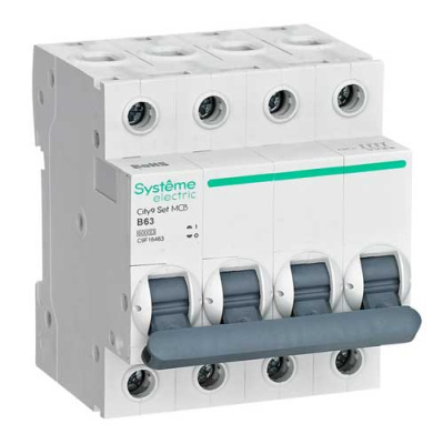 Systeme Electric City9 Set Автомат (АВ) B 63А 4P 6kA 400В Systeme Electric City9 C9F16463