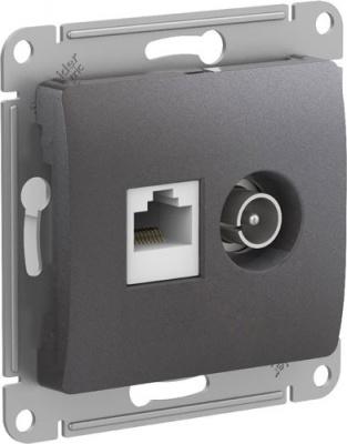 Розетка двойная ТВ + компьютерная RJ45 кат. 5Е механизм Systeme Electric Glossa Графит Systeme Electric Glossa GSL001389