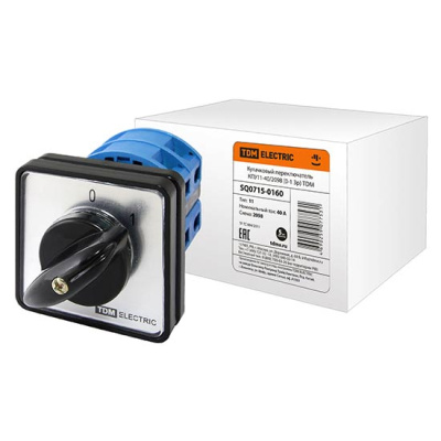 Переключатель кулачковый (0-1) 3P, 40A, 230/400V, IP40/IP20 / белый/черный TDM КПУ11-40/2098 TDM ELECTRIC КПУ11 SQ0715-0160