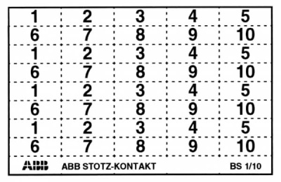 Система маркировки с цифрами 121–160 лист 40 наклеек ABB BS 121/160 ABB S200 GHS2001946R0008