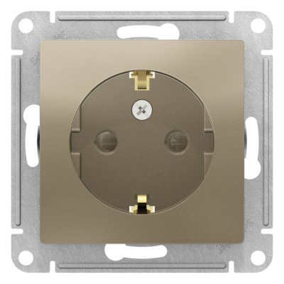 Розетка с заземлением со шторками 16A механизм Schneider Electric AtlasDesign Шампань Systeme Electric AtlasDesign ATN000545