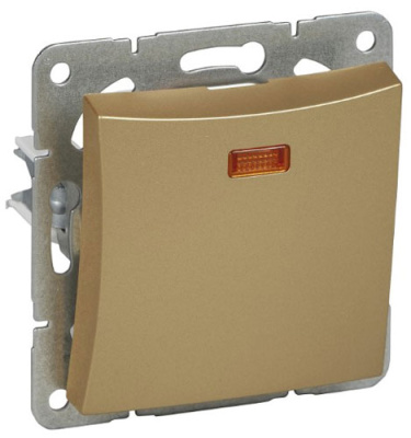 Выключатель 1-клавишный 10A (схема 1) с подсветкой SE Дуэт Шампань Schneider Electric Дуэт WDE000413