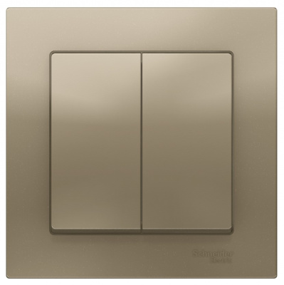 Выключатель 2-клавишный сх.6 10AX в сборе Schneider Electric AtlasDesign Шампань Systeme Electric AtlasDesign ATN000552