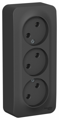 Розетка 3-ая без заземления без шторок накладного монтажа с изолирующей пластиной 16A 250В Systeme Electric Blanca Антрацит Systeme Electric Blanca BLNRA000316