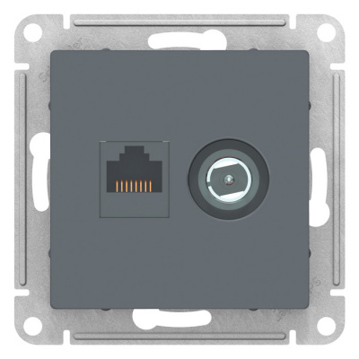 Розетка двойная комп+TV RJ45+TV кат.5E механизм Schneider Electric AtlasDesign Грифель Systeme Electric AtlasDesign ATN000789