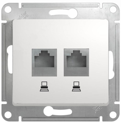 Розетка двойная компьютерная RJ45+RJ45 кат.5E механизм Systeme Electric Glossa Белый Systeme Electric Glossa GSL000185KK