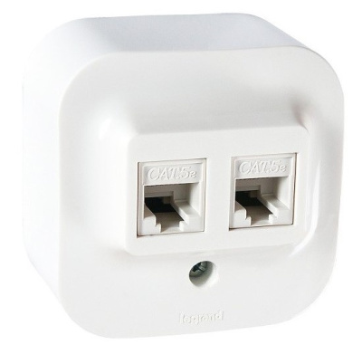 Розетка информационная 2-ая RJ45 кат.5е UTP IP20 Legrand Quteo Белый Legrand Quteo 782228
