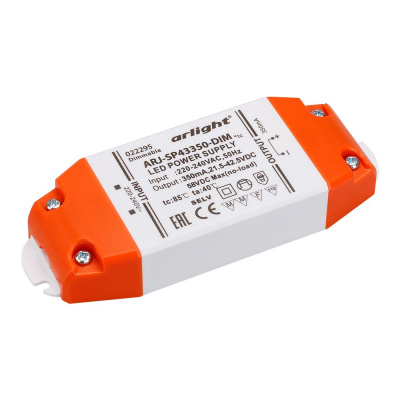 Блок питания ARJ-SP43350-DIM 15W, 350mA, PFC, Triac Arlight Arlight ARJ-SP 022295Arlight