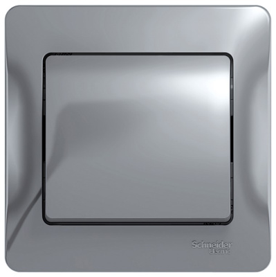 Выключатель 1-клавишный 10A (схема 1) в сборе с рамкой Systeme Electric Glossa Алюминий Systeme Electric Glossa GSL000312