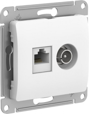 Розетка двойная ТВ + компьютерная RJ45 кат. 5Е механизм Systeme Electric Glossa Белый Systeme Electric Glossa GSL000189
