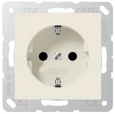 Механизм Розетка с/з для установки под откидную крышку 50х50 безвинт.зажим Jung Слоновая кость Jung Jung Механизмы CD120
