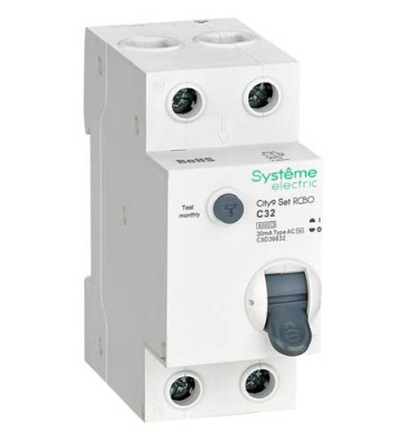 Systeme Electric City9 Set Дифавтомат 1P+N С 32А 6kA 30мА AС 230В Systeme Electric City9 C9D36632