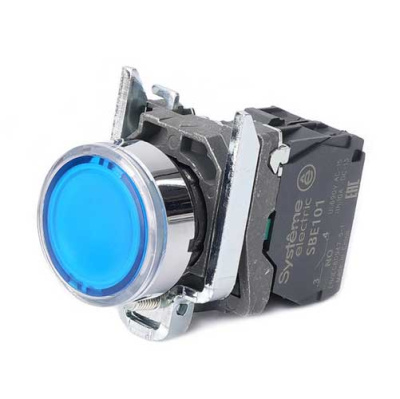 Systeme Electric Кнопка SB4 с подсвет в сборе модуль 22мм синяя металл 230-240ВAC 1НО Systeme Electric  SB4BW36M1