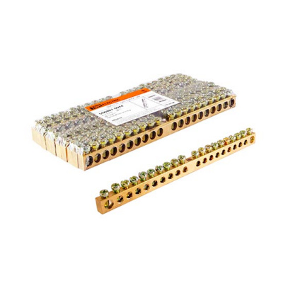 Шина "N" нулевая 6х9мм 20 групп/крепеж по центру 100A TDM 20/1 TDM ELECTRIC TDM Шины SQ0801-0044