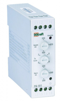Реле контроля фаз Umin 300-400VAC Umax 400-600VAC DEKraft РК101-02 DEKraft РК-101 23301DEK
