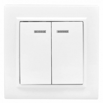 Выключатель 2-клавишный СП с индикатором10A EKF Basic Минск Белый EKF Минск ERV10-123-10
