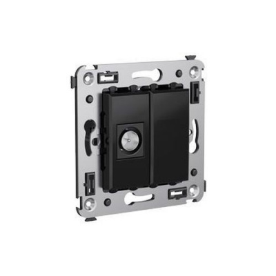 Розетка TV проходная в стену, "Avanti", "Черный квадрат" DKC DKC Avanti 4402513DKC