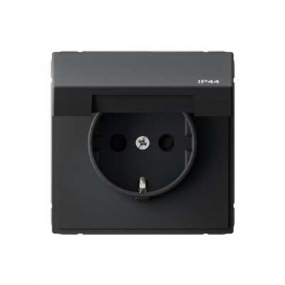 ARTGALLERY РОЗЕТКА с заземл. со шт. с крышк, 16А, IP44, механизм, КАРБОН Systeme Electric ArtGallery GAL441046