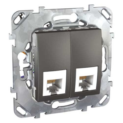Розетка телефонная 2-ая RJ12 6 контактов Schneider Electric Unica Top Графит Schneider Electric Unica MGU5.9191.12ZD