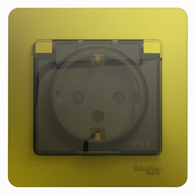Розетка с заземлением со шторками с крышкой IP44 16A 250В в сборе Systeme Electric Glossa Фисташковый Systeme Electric Glossa GSL001048