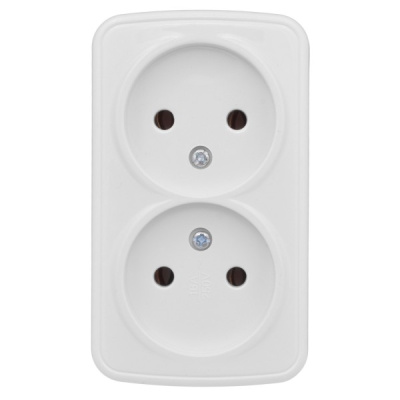 Розетка 2-местная ОП 10A без заземления EKF Basic Минск Белый EKF Минск EGR10-102-10