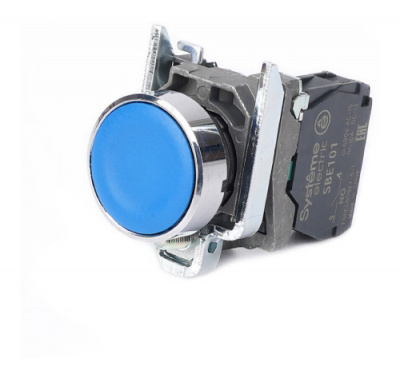 Systeme Electric Кнопка SB4 в сборе модульная 22мм синяя с возвратом металл 1НО Systeme Electric SB4 SB4BA61