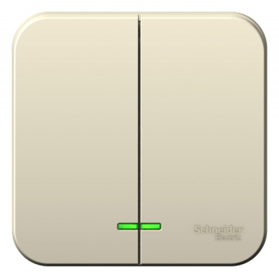 Выключатель 2-клавишный накладного монтажа с подсветкой 6A 250В Systeme Electric Blanca Молочный Systeme Electric Blanca BLNVA065102