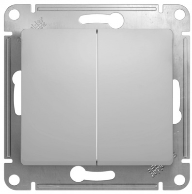 Выключатель 2-клавишный 10A (схема 5) Systeme Electric Glossa Алюминий Systeme Electric Glossa GSL000351