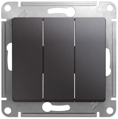 Выключатель 3-клавишный (схема 3) 10AX механизм Systeme Electric Glossa Графит Systeme Electric Glossa GSL001331