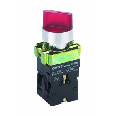 Переключатель NP2-BK12461, 2 положения с фиксацией 1НО, красная AC/DC220В (LED) IP40 CHINT CHINT  574697CHINT